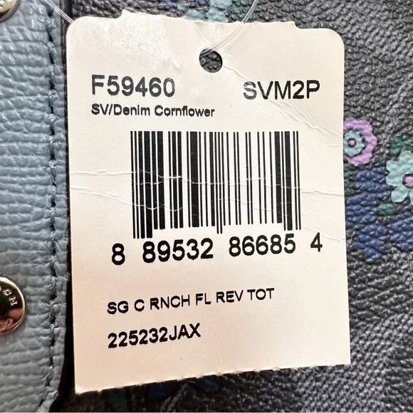 SOLD Coach Reversible City Tote Signature Floral Denim Cornflower Coated Canvas - Picture 13 of 13